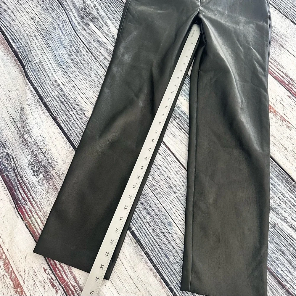 Babaton Black Vegan Leather Straight Leg Pants